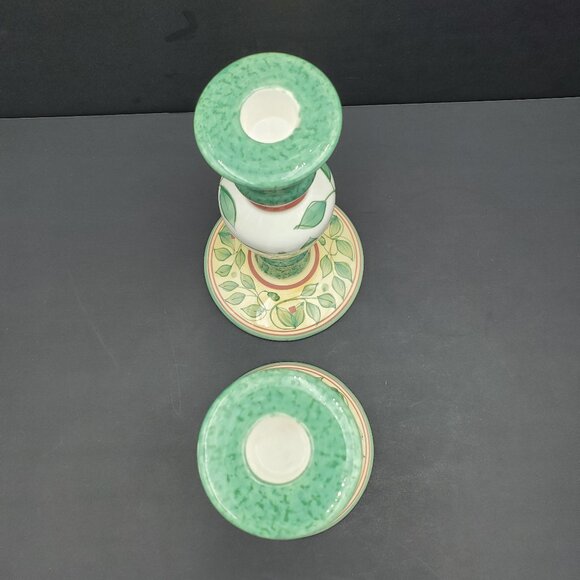 Pfaltzgraff French Quarter Candlesticks Tall Green Vines Candle Holders - Picture 3 of 6